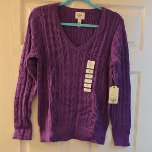 St. John's Bay V-Neck Sweater in Purple